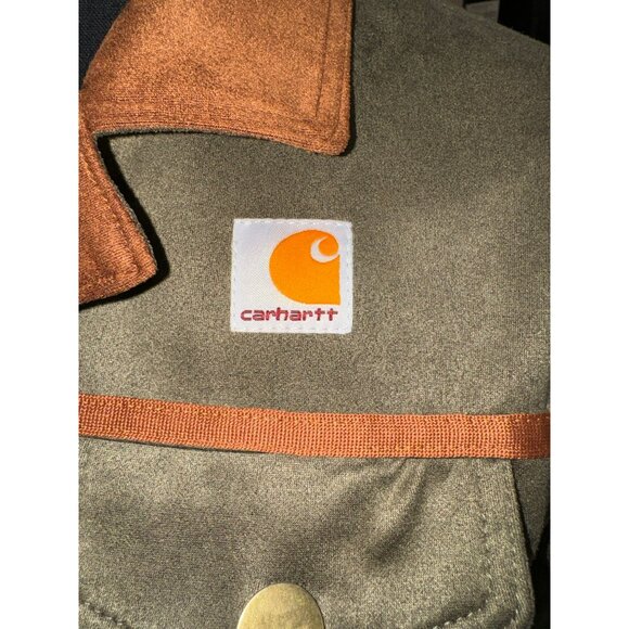 Carhartt Womens Olive Brown Overshirt Chore Jacket Gold Buttons Utility Casual M - Picture 6 of 13